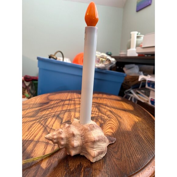 Vintage Resin Sea Shell Table Candle Lamp Beach Theme 9" - Picture 9 of 15